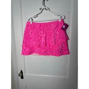 Ella Belle Pink Ruffle Short UPF 50 Athletic Tennis Sporty Pull On Skirt XL NEW